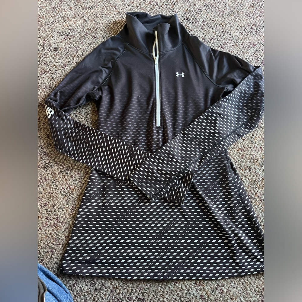 Under Armour Black and White Half-Zip Top